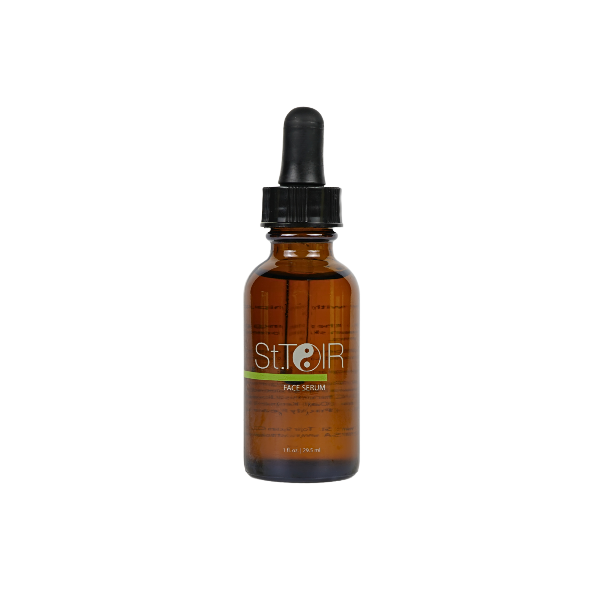 Brown glass bottle with dropper labeled 'st. foiR' on a white background