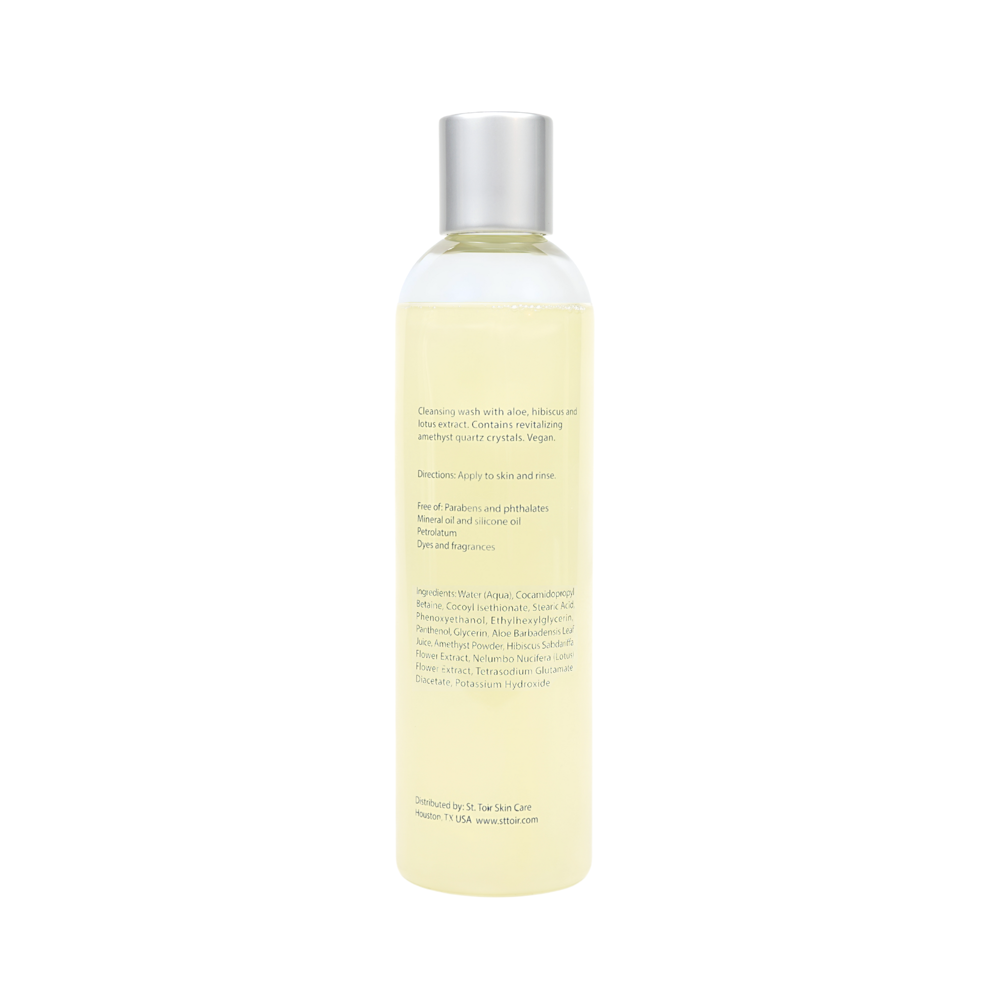 Skincare bottle with text on a white background