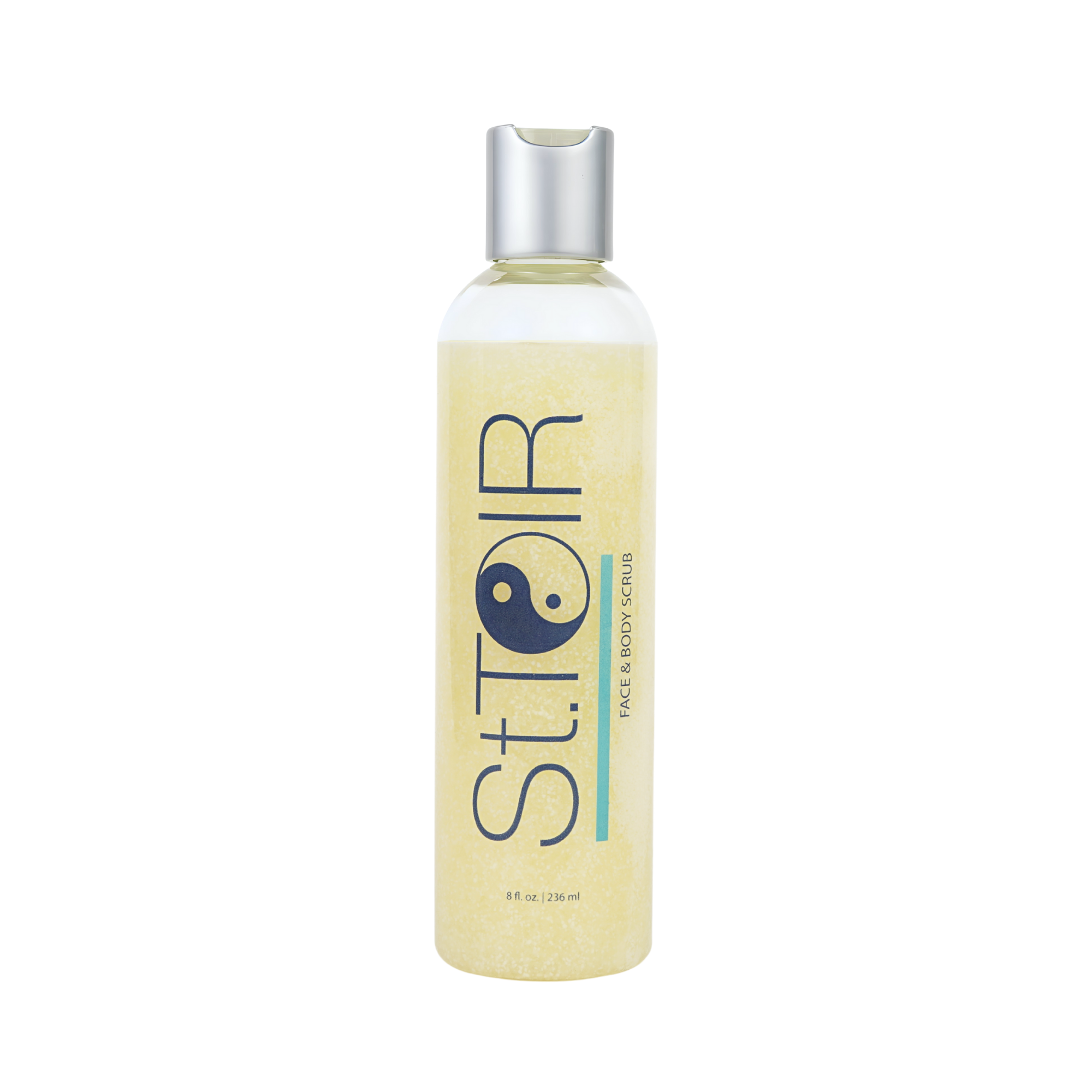 Bottle of St.oir Face & Body Scrub on a white background